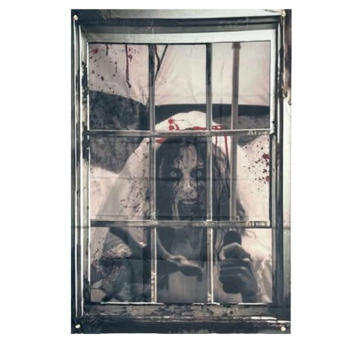 Raamsticker horrorbruid 80x120 cm